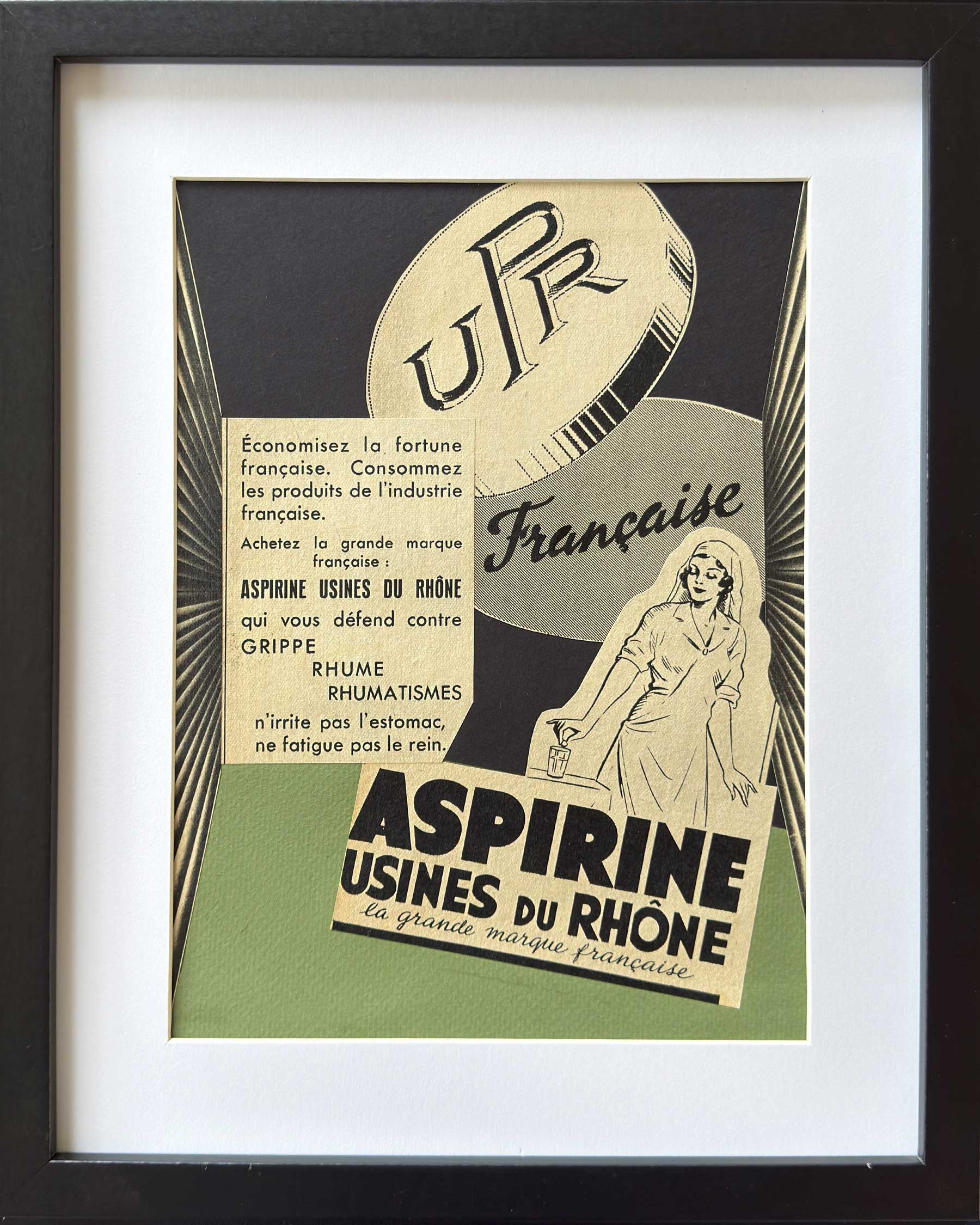 Aspirine - contemporary minimalist collage artwork made with paper fragments